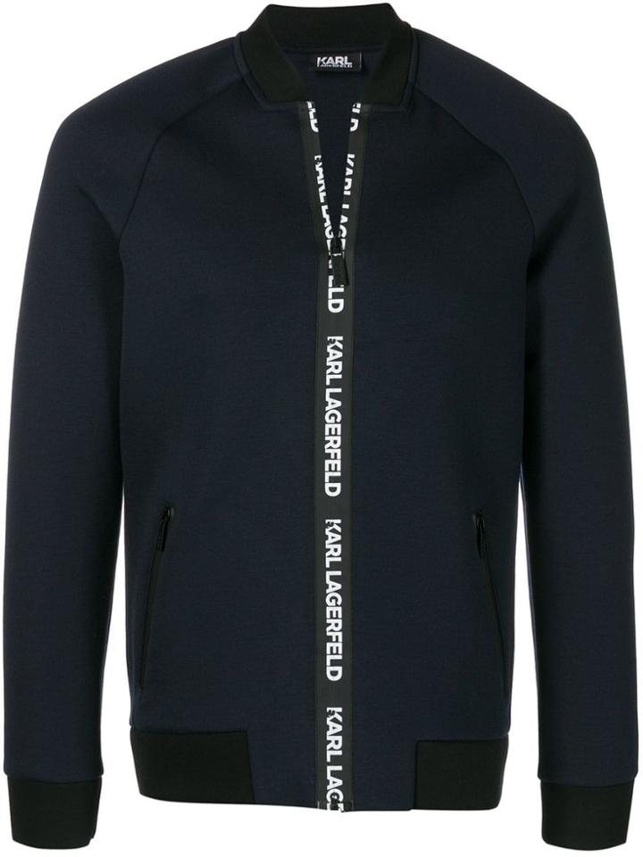 Karl Lagerfeld Logo Bomber Jacket - Blue
