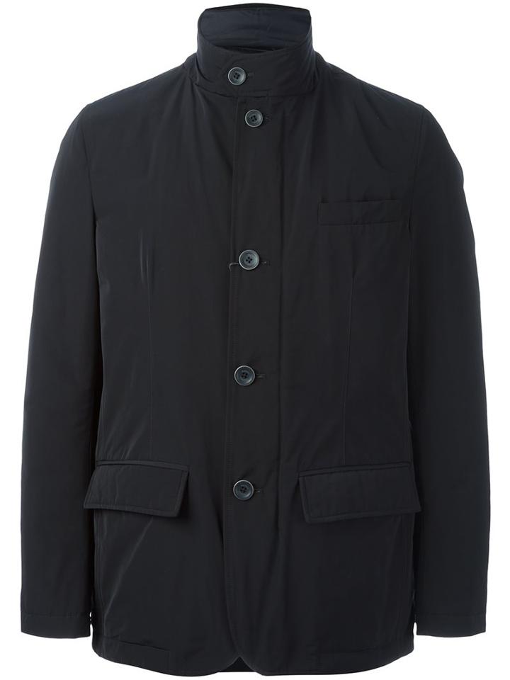 Herno Buttoned Down Jacket, Men's, Size: 58, Blue, Polyester/cotton/feather Down