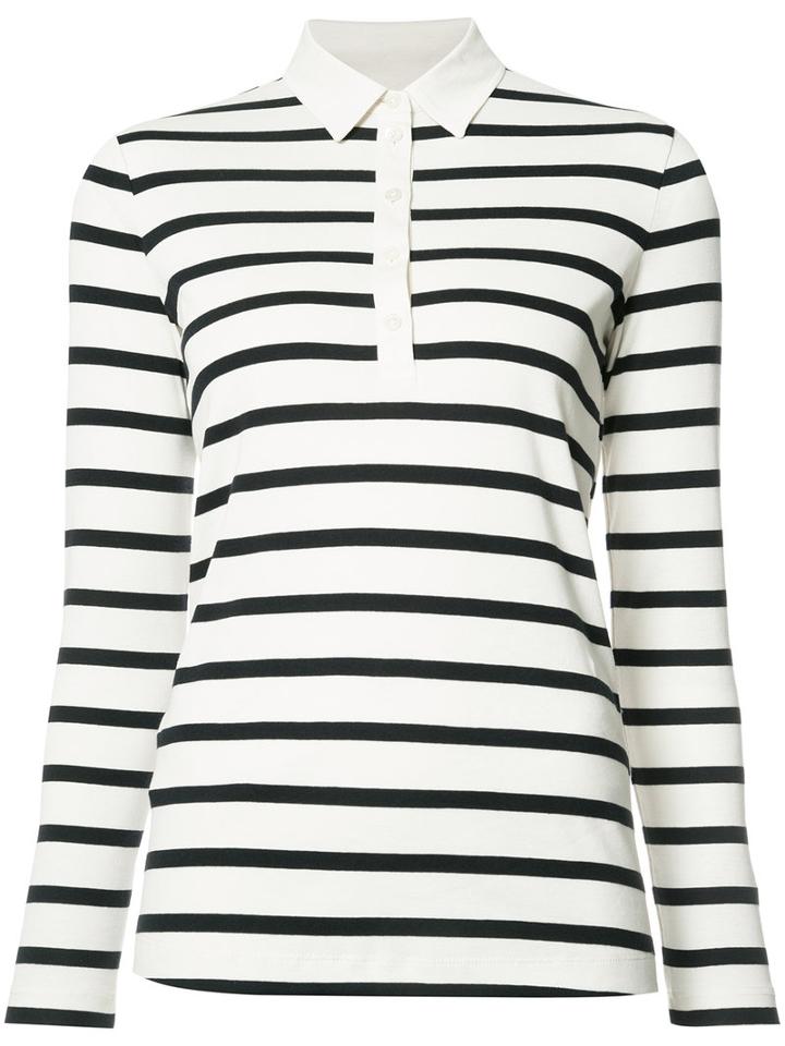 Bogner Striped Polo Shirt, Women's, Size: 38, White, Cotton