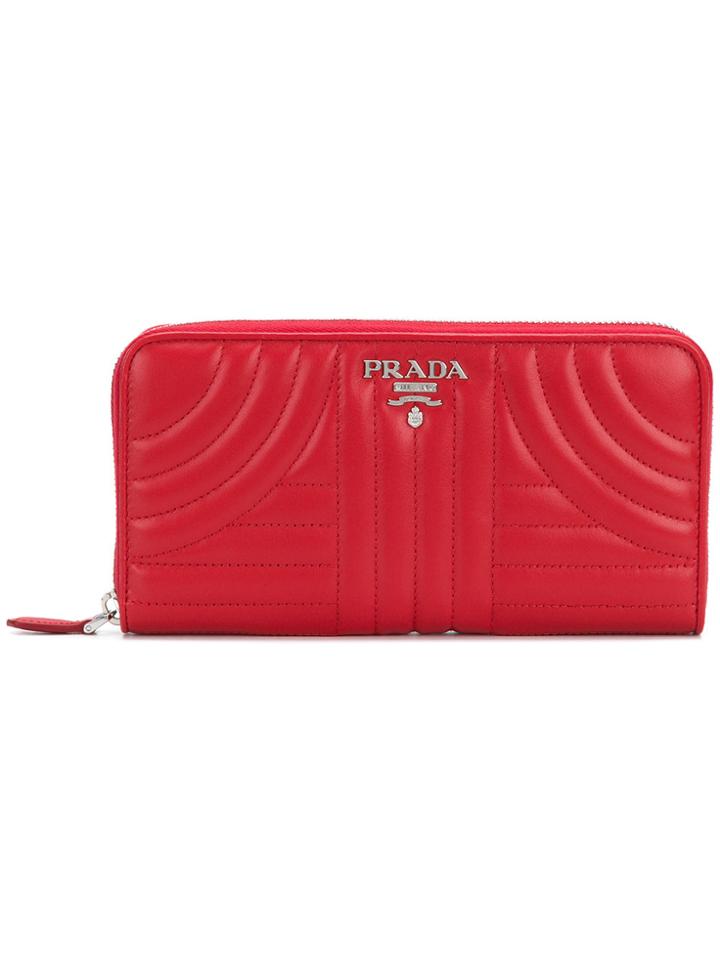 Prada Quilted Zip-around Wallet - Red
