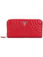 Prada Quilted Zip-around Wallet - Red