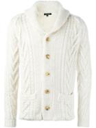 Roberto Collina Cable Knit Cardigan, Men's, Size: 52, Nude/neutrals, Wool