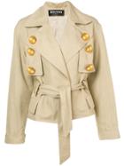 Balmain Belted Double Breasted Jacket - Neutrals