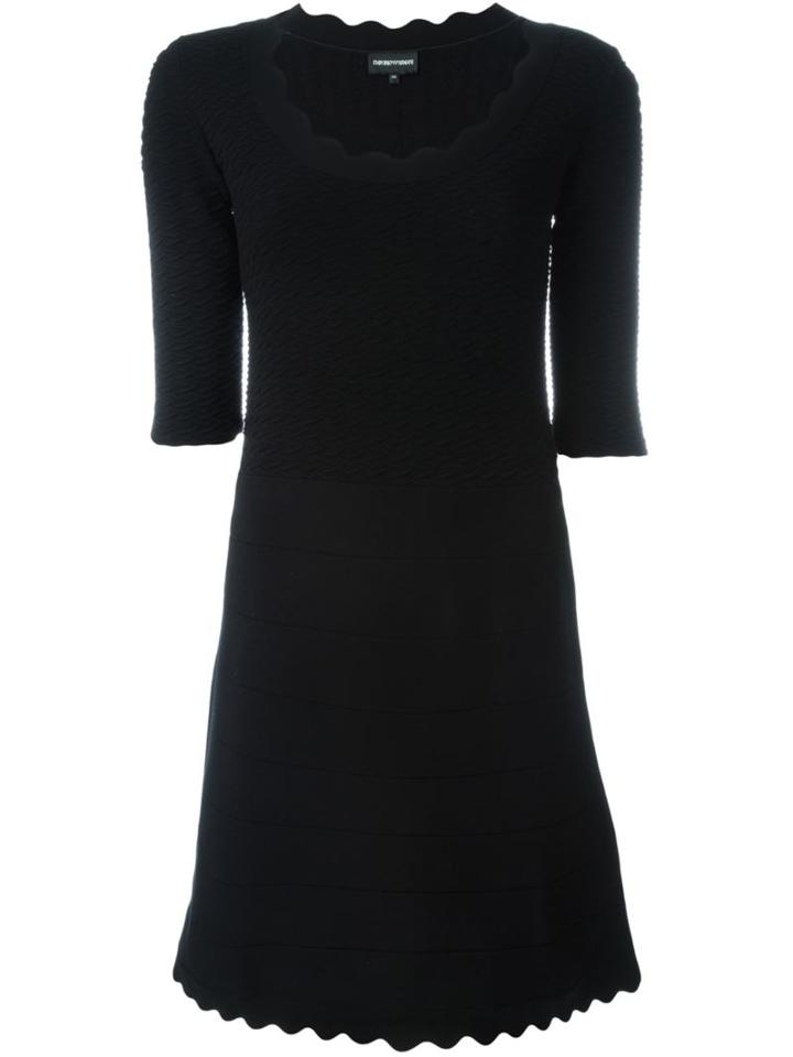 Emporio Armani Wide Neckline Knitted Dress, Women's, Size: 46, Black, Viscose/polyester