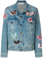 Valentino Embroidered Butterfly Denim Jacket - Blue