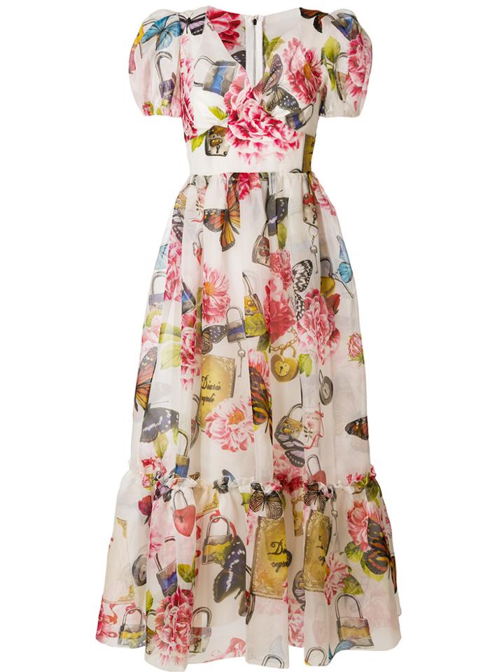 Dolce & Gabbana Floral Printed Flared Dress - Multicolour