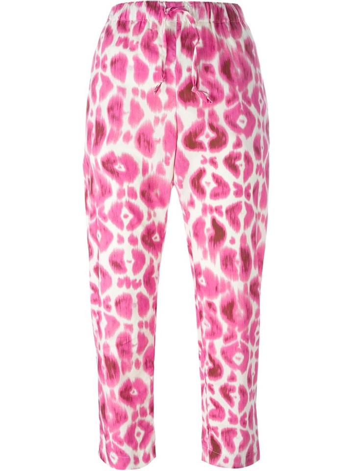 Wunderkind Printed Cropped Trousers, Women's, Size: 40, Pink/purple, Cotton