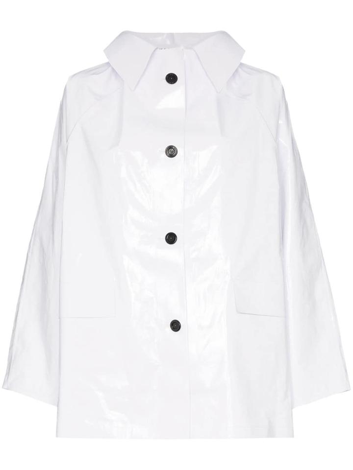 Kassl Patent Collared Raincoat - White
