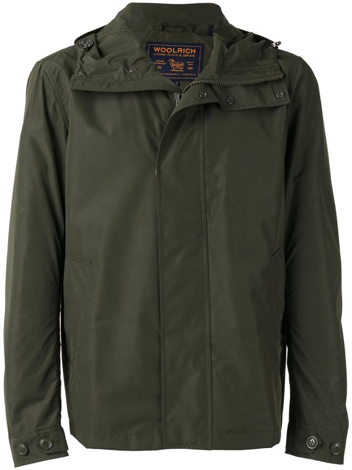 Woolrich Zipped Hooded Jacket, Men's, Size: Large, Green, Polyester