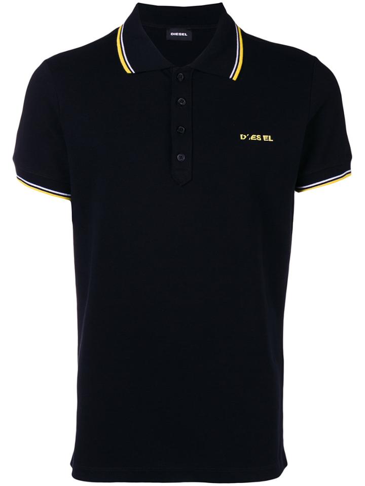 Diesel Contrast Logo Polo Shirt - Black