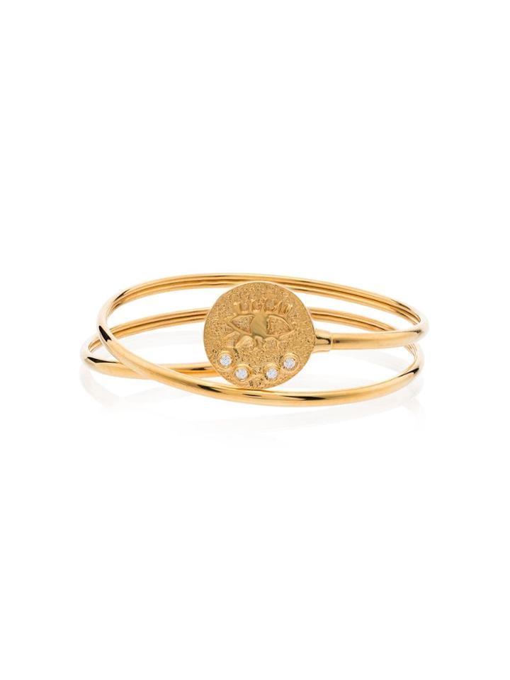 Hermina Athens Coin Embellished Gold-plated Spiral Cuff - Metallic