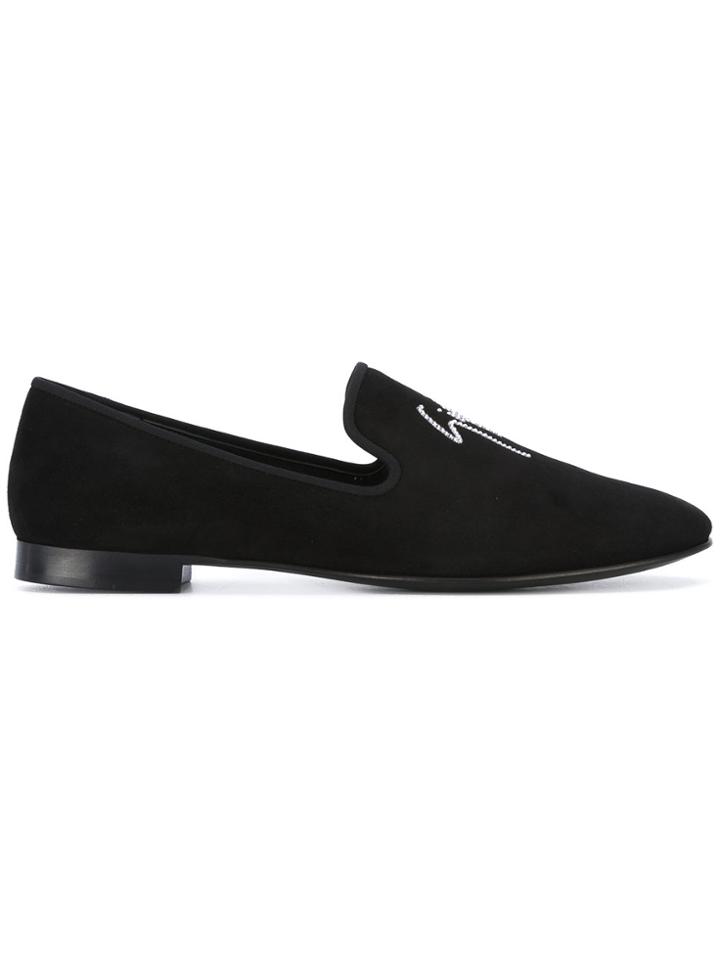 Giuseppe Zanotti Design Signature Crystal Slippers - Black