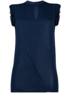 Dsquared2 Ruched Cap Sleeve Top, Women's, Size: 40, Blue, Silk