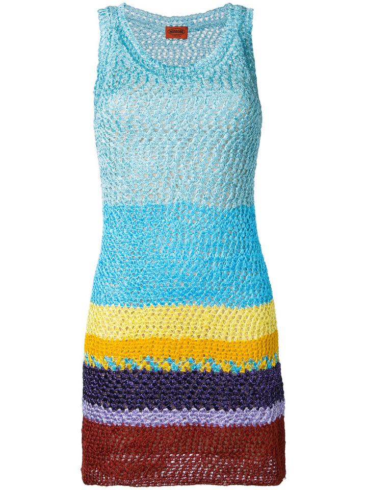 Missoni - Stripe Panel Mini Dress - Women - Cotton/polyester/cupro/viscose - 42, Blue, Cotton/polyester/cupro/viscose