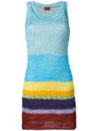 Missoni - Stripe Panel Mini Dress - Women - Cotton/polyester/cupro/viscose - 42, Blue, Cotton/polyester/cupro/viscose
