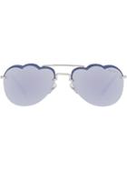 Miu Miu Eyewear Cloud Aviator Style Sunglasses - Blue