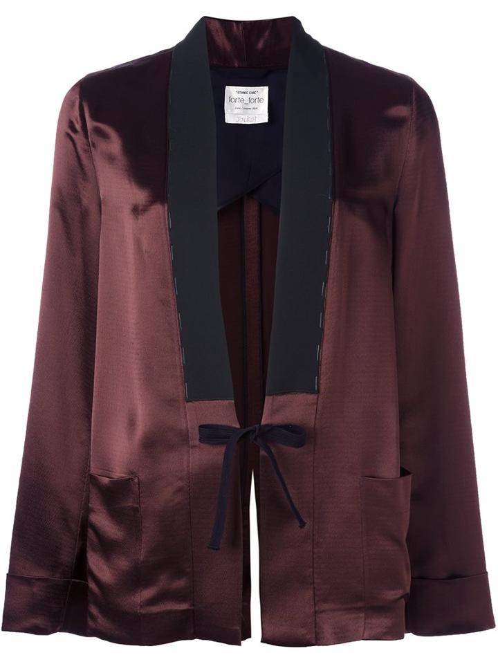 Forte Forte Front Tie Blazer, Women's, Size: 2, Red, Cotton/acetate/viscose