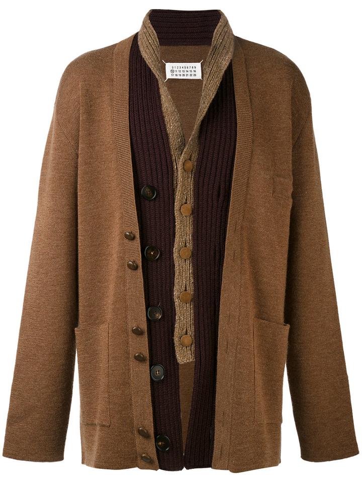 Maison Margiela - Shawl Collar Cardigan - Men - Nylon/wool - L, Brown, Nylon/wool