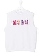 Msgm Kids Beaded Logo Tank Top, Girl's, Size: 14 Yrs, White