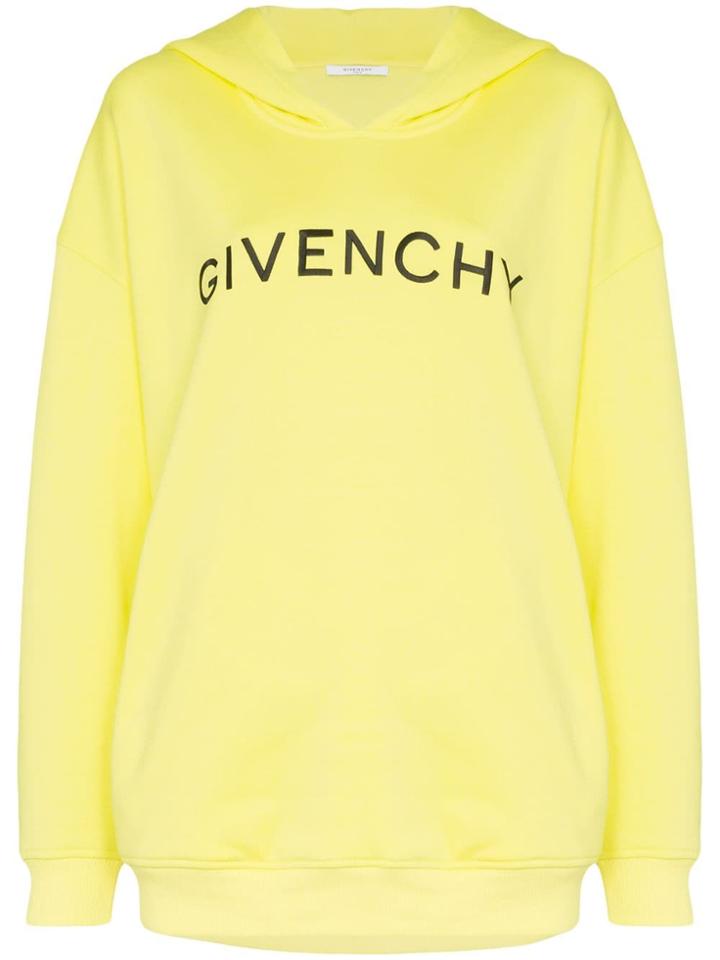 Givenchy Logo Print Hoodie - 730 Bright Yellow