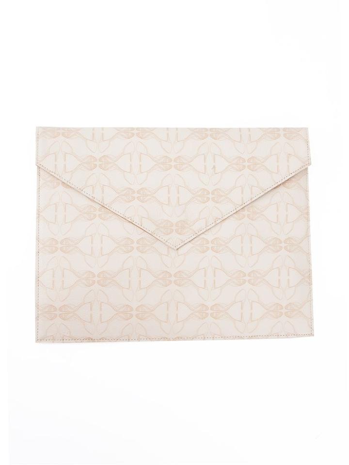 Sarah Chofakian Leather Printed Clutch, Women's, Nude/neutrals