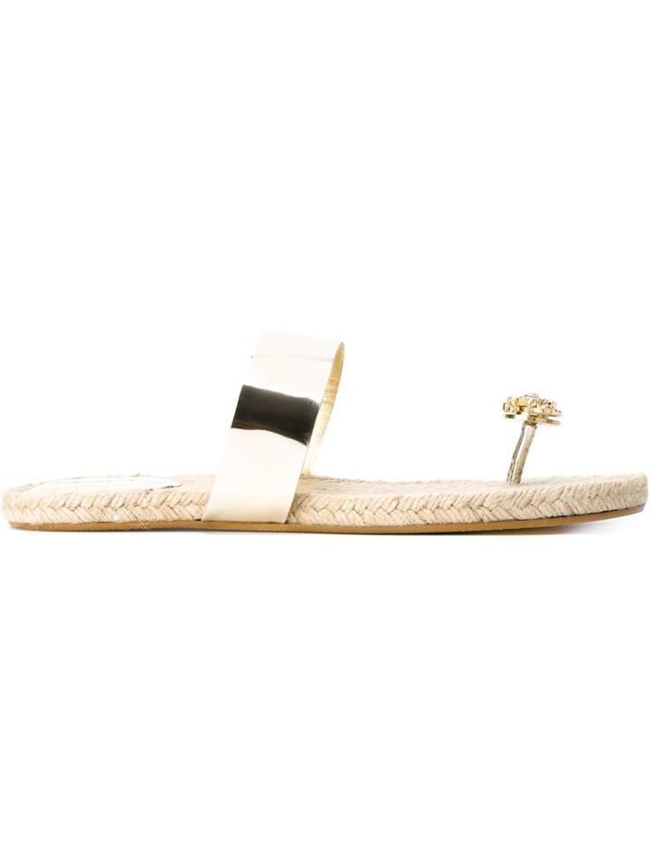 Oscar De La Renta Toe Embellished Detail Flat Sandals