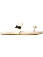 Oscar De La Renta Toe Embellished Detail Flat Sandals