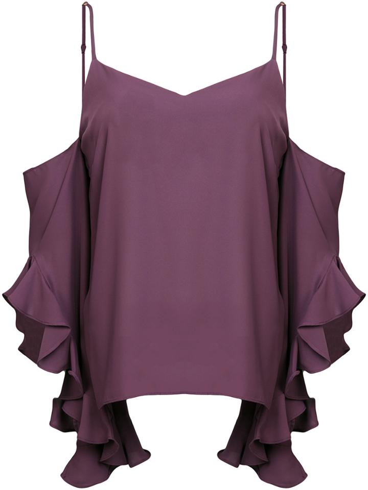 Amanda Uprichard Cold Shoulder Blouse - Pink & Purple