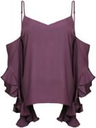 Amanda Uprichard Cold Shoulder Blouse - Pink & Purple