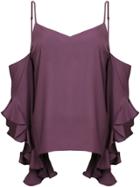 Amanda Uprichard Cold Shoulder Blouse - Pink & Purple