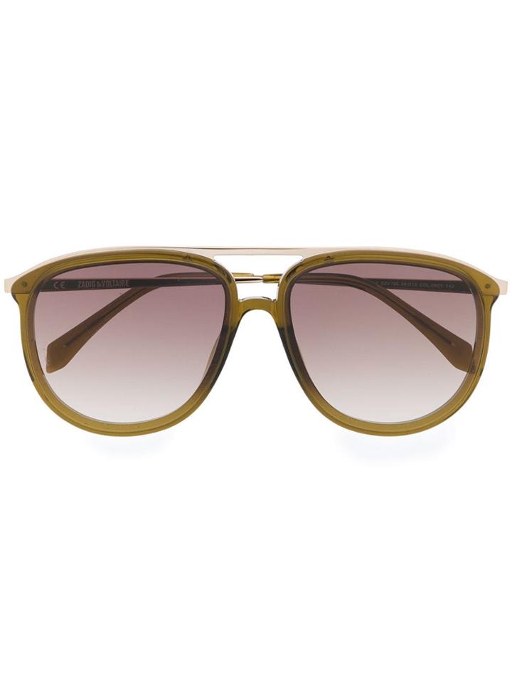 Zadig & Voltaire Aviator Shaped Sunglasses - Green