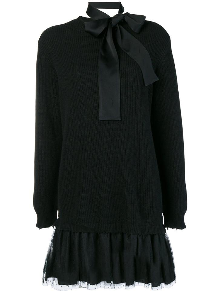 Red Valentino Bow Tie Sweater Dress - Grey