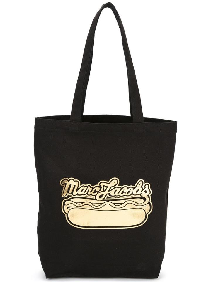 Marc Jacobs Logo Hot Dog Print Tote - Black