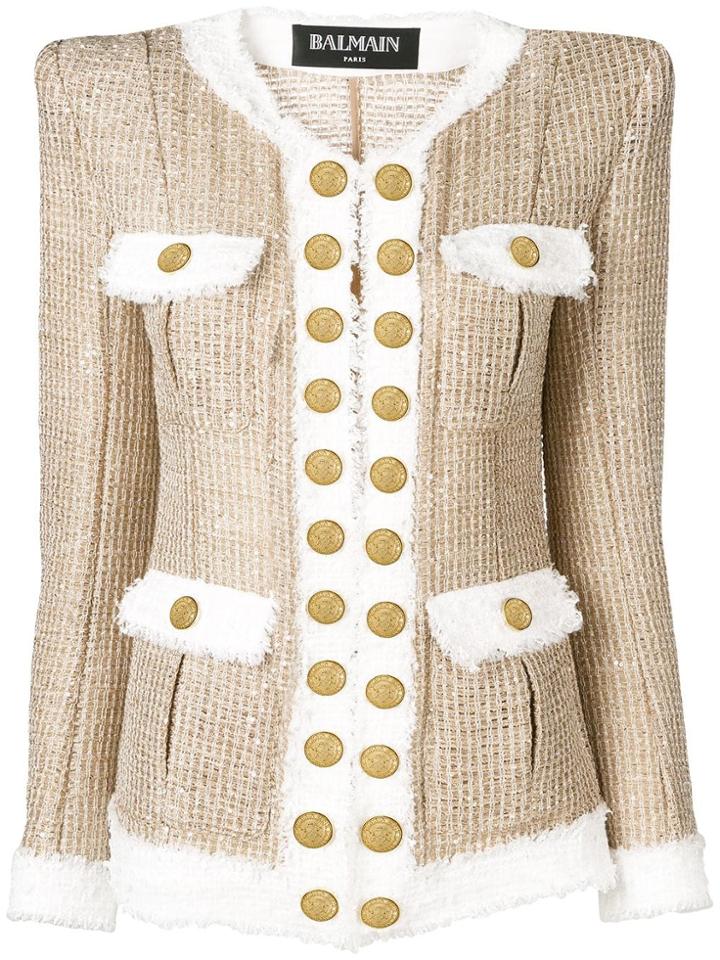 Balmain Fitted Tweed Jacket - Neutrals