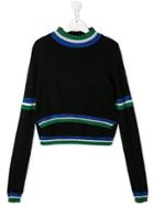 Monnalisa Glitter Stripe Detail Sweater - Black