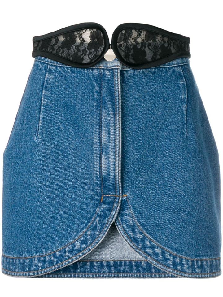 Christopher Kane Lace Crotch Denim Mini Skirt - Blue