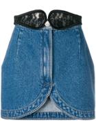 Christopher Kane Lace Crotch Denim Mini Skirt - Blue