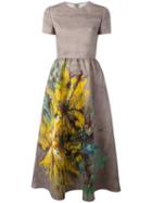 Valentino - Painted Effect Midi Dress - Women - Silk/cotton - 38, Grey, Silk/cotton