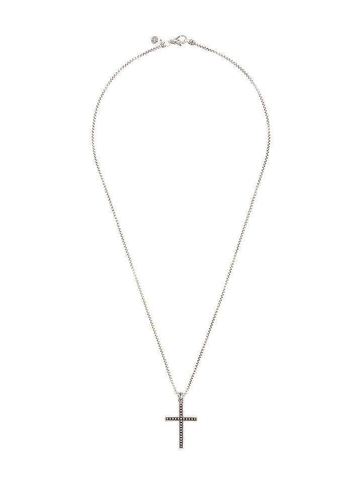 John Hardy Silver Classic Chain Jawan Necklace With Cross Pendant -