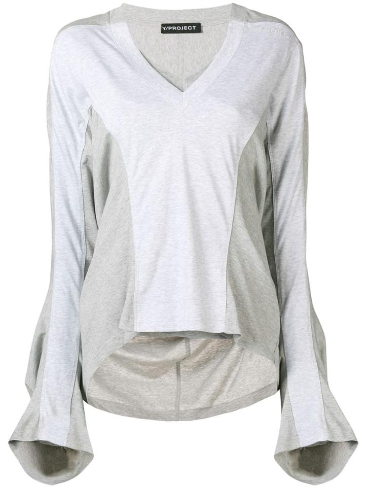 Y/project Oversized Flared-sleeve T-shirt - Grey