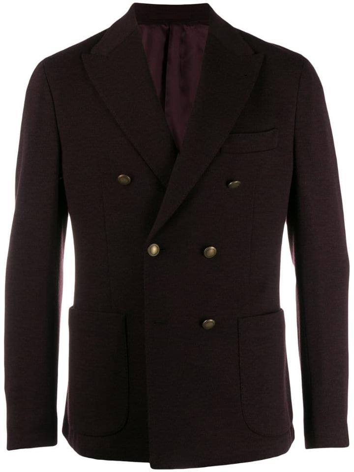 Eleventy Double-breasted Coat - Red