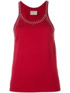 Laneus Studded Trim Vest Top, Women's, Size: 38, Red, Cotton