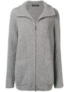 Iris Von Arnim Ribbed Knit Zipped Cardigan - Grey