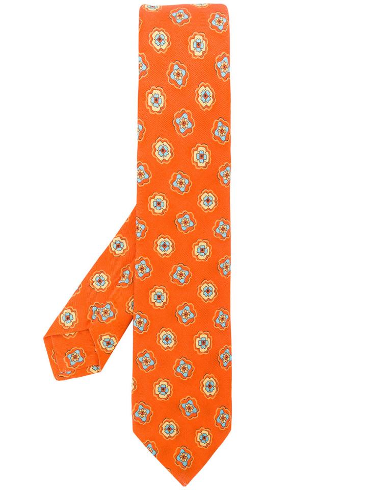 Kiton Classic Printed Tie - Yellow & Orange