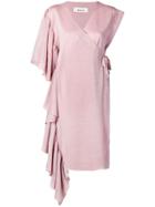 Circus Hotel Lurex Asymmetric Wrap Dress - Pink