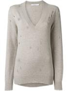 Givenchy Distressed V-neck Sweater, Women's, Size: Small, Nude/neutrals, Cashmere