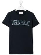 Alberta Ferretti Kids Teen Wednesday Slogan T-shirt - Blue