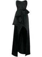 Patrizia Pepe Strapless Ruffle Front Gown - Black