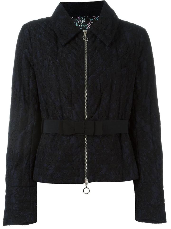 Moncler Floral Lace Puffer Jacket, Women's, Size: 3, Blue, Feather Down/polyester/cotton