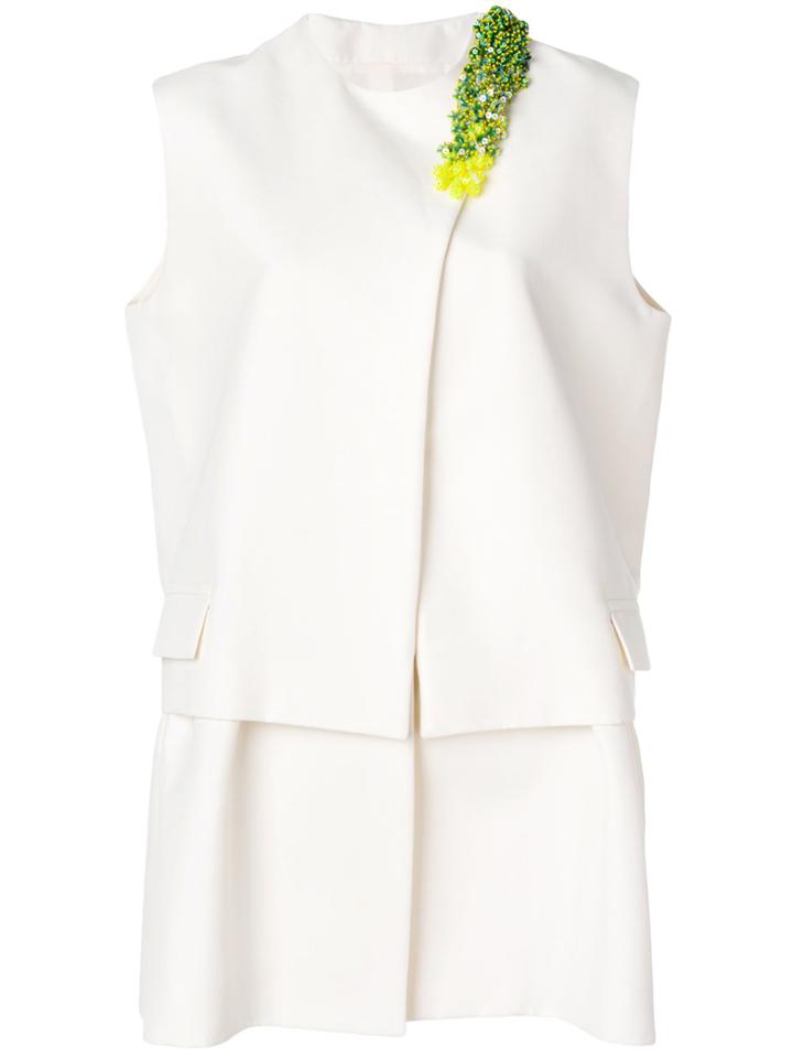 Christian Dior Vintage Sleeveless Embellished Jacket - White